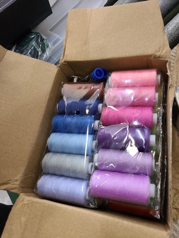 Photo 1 of 125 Pcs Sewing Thread Kit, 36 Assorted Colors Machine Threads with Spools, 400 Yards Prewound Bobbins Set with 50 Machine Needles (70/9, 75/11, 90/14, 100/16 110/18) for Universal Sewing Machines Use
