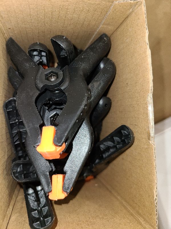 Photo 1 of 12 Pack Plastic Spring Clamps, 3.5inch Small Heavy Duty Clips for Crafts, Backdrop Stand, Woodworking, Photography Studios (Black)