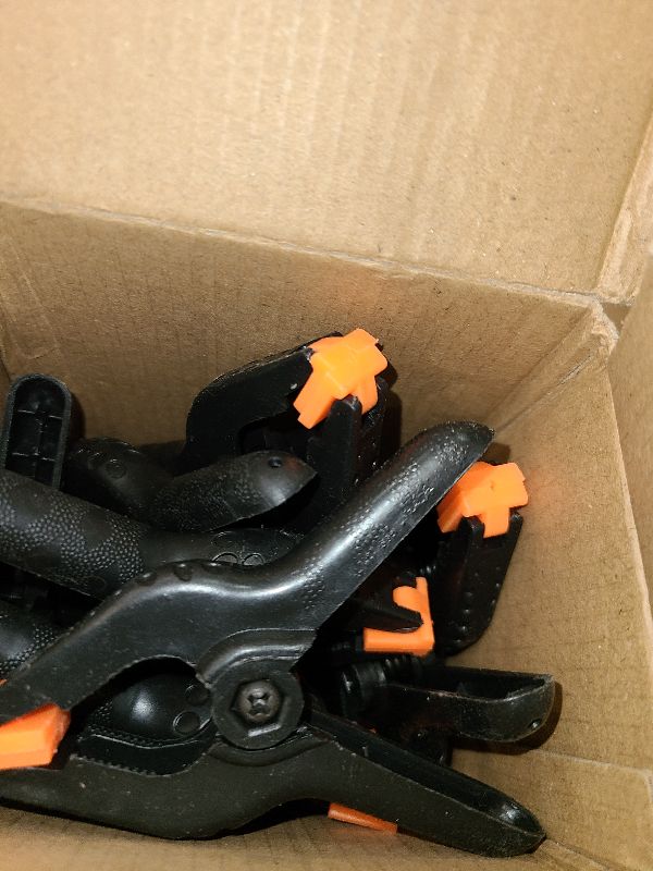 Photo 1 of 12 Pack Plastic Spring Clamps, 3.5inch Small Heavy Duty Clips for Crafts, Backdrop Stand, Woodworking, Photography Studios (Black)