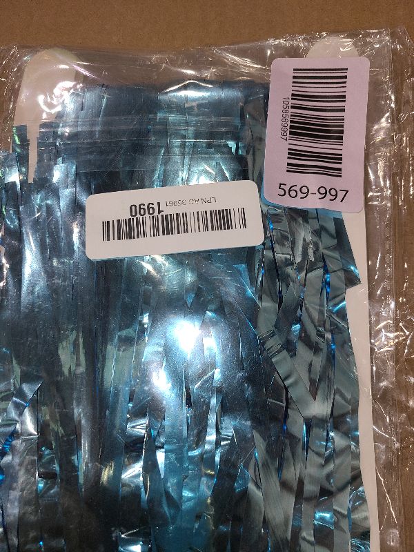 Photo 1 of 2PC Teal Blue Streamers Party Decorations,Turquoise Tinsel Foil Fringe Backdrop for Birthday Party Decorations,Blue Door Streamers for Frozen Under The Sea Ocean Bachelorette Decorations