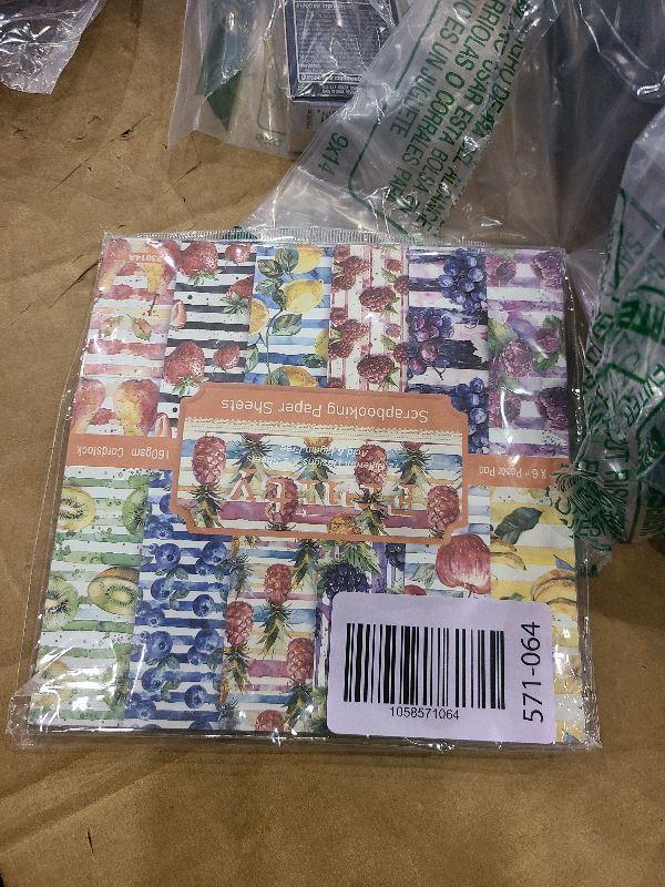 Photo 1 of 24 Sheets Fruit Scrapbook Paper 6'' x 6'' Strawberry Lemon Watermelon Peach Fruit Pattern Paper Pack Fruit Single-sided Cardstock Pack for Scrapbooking Background Card Making Origami DIY