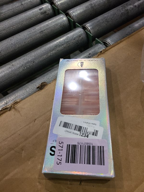 Photo 1 of 120 pcs French Tips Press on Nails Long Square Fake Nails White Tips False Nails Full Cover Acrylic Glue on Nails Coffin Nail Press ons with Adhesive Tabs for Women Manicure 12 Size