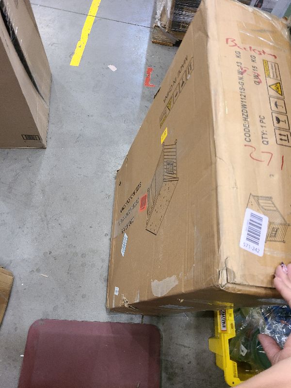 Photo 1 of 33.4" Dog Houses Outdoor Indoor, Weatherproof Dog Houses Outside with Window & Door Flap Cut Wooden Dog House, Clean & Assemble Easily-Gray