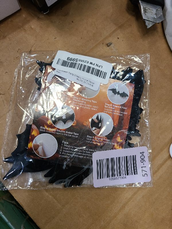 Photo 1 of 120pcs Halloween Bats Decorations Outdoor Indoor, Halloween Party Supplies, 3D Bat Stickers for Wall Window Home Kitchen Scary Decor (4 Sizes, Black)