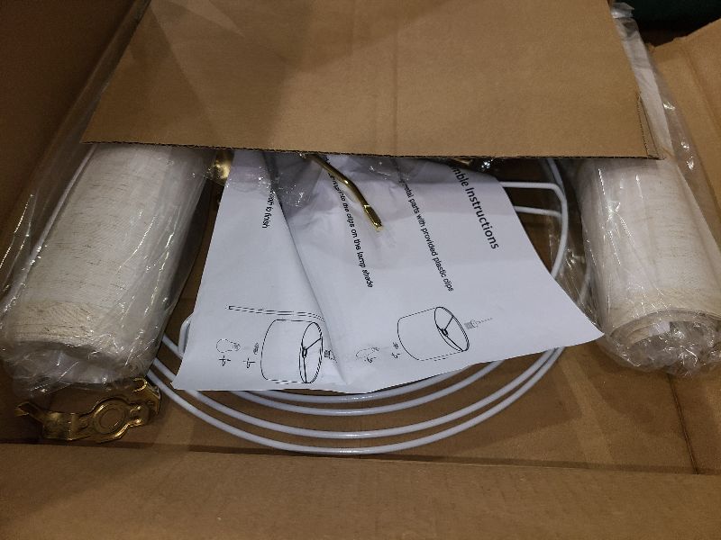 Photo 1 of 2 Pack Lamp Shades Boho Vintage Style Lamp Shade Set of 2 Natural Linen Made Drum Lamp Shades Barrel Round Lamp Cover for Table Lamps/Floor Lamps Replacement(Beige)