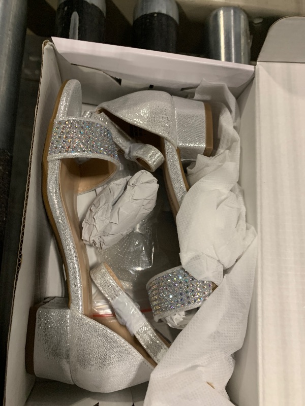 Photo 1 of DREAM PAIRS Girls Sandals Low Heel Dress Pump Ankle Strap Interchangeable Bow Flower Wedding Party Shoes SDSD2320K SILVER Size 1 Little Kid
