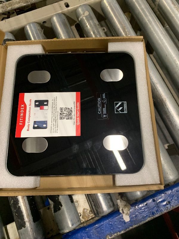 Photo 1 of FITINDEX Smart Scale for Body Weight, Scale with BMI, Body Fat, Muscle Mass, Digital, Bathroom, Weighing, Bluetooth, Body Composition Monitor Health Analyzer with App, 400lb, Black