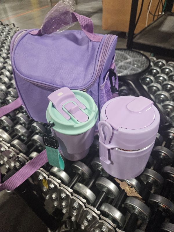 Photo 1 of ***BENTO BOX MISSING***Bento Lunch Box for Kids with 17oz Soup Thermo,Insulated Tumbler Water Bottle and Insulated Lunch Bag,Leak-Proof 3 Compartment Lunch Food Container with with Ice Pack for Kids to School-Purple
