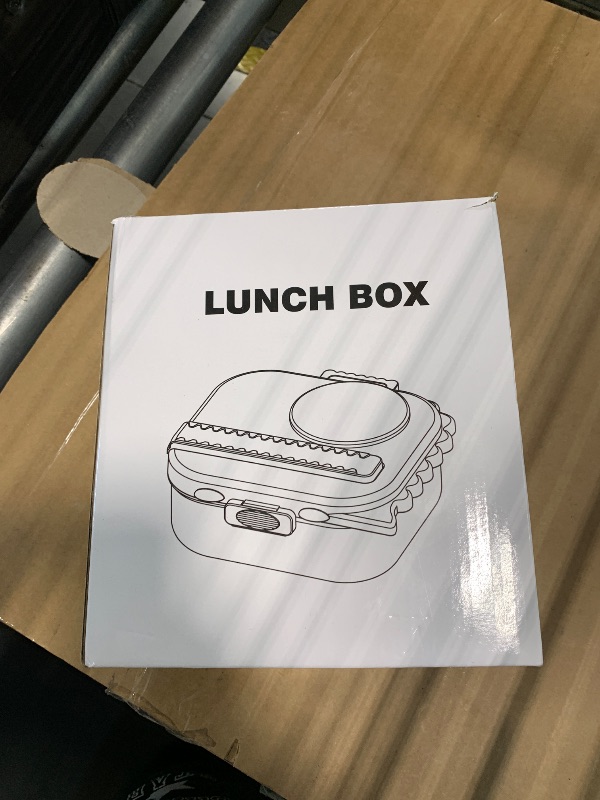 Photo 1 of **LID IS DAMAGED**Pawtong Bento Lunch Box with Thermo, 4-Compartment Bento Box with Adjustable Dividers, Leakproof Dinosaur Lunch Box with 14.2OZ Insulated Food Jar & Sauce Jar, for School Office Travel (Purple)