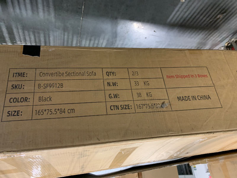 Photo 1 of ***Missing box 3/3 *** GlasFlength Sectional Couches for Living Room, Convertible 4 Seat Modular Sectional Sofa Set for Living Room, L Shaped Couch or U Shaped Couch with Storage Ottoman for Apartment, Leather Black ( Box 1 & 2 )