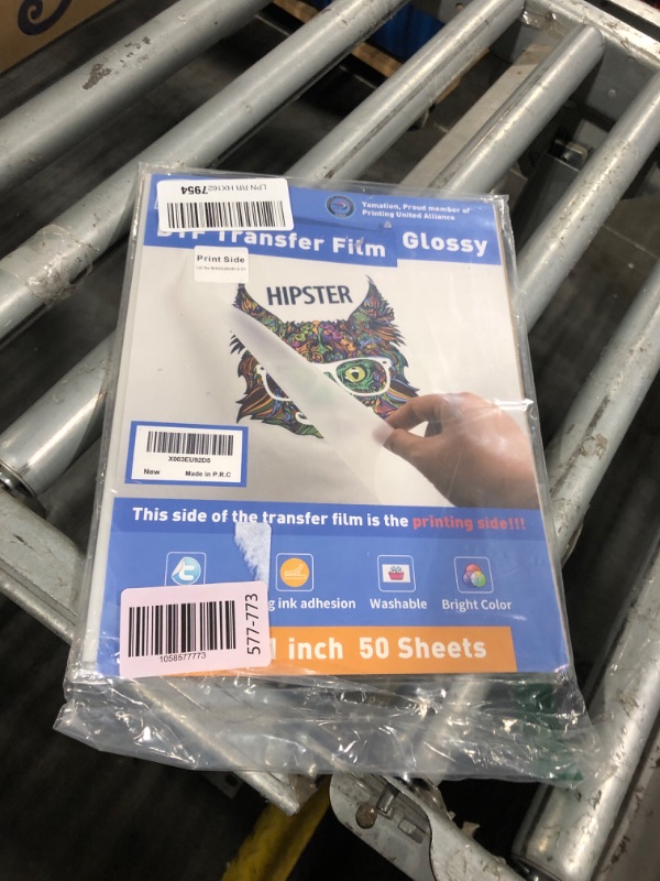 Photo 1 of **MISSING PARTS**Yamation DTF Transfer Film Glossy: 8.5" x 11"inch 50 Sheets PET Paper Glossy Clear Cold Peel Direct to Film Transfer Film for Tshirt