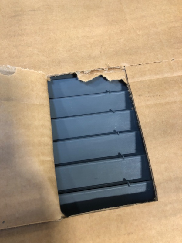 Photo 1 of ***DAMAGED CORNORS** 12 in. W x 72 in. H Builders Edge, Standard Cathedral Top Center Mullion, Open Louver Shutters, Includes Matching Installation Spikes (Per Pair), 419 - Storm Cloud