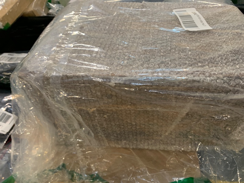 Photo 1 of Farmlyn Creek 2 Piece Rustic Style Wood Trash Can Set - Farmhouse Square Wastebasket Bins with Handles for Home or Office (Brown, Small & Large) - Rustic Bathroom Trash Can Set