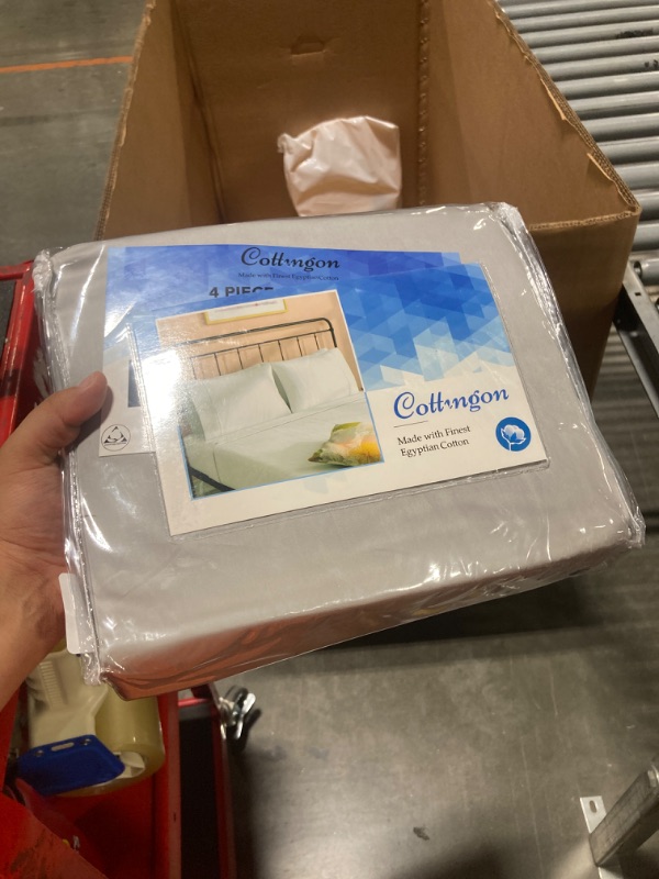 Photo 1 of ***USED***Cottingon 4 Piece Twin XL Dorm Bedding Set for College, 100% Long Staple Premium Egyptian Cotton, Soft Bed Sheets, Fits Upto 15" Deep Mattress 39"X80" Extra Long, Light Grey