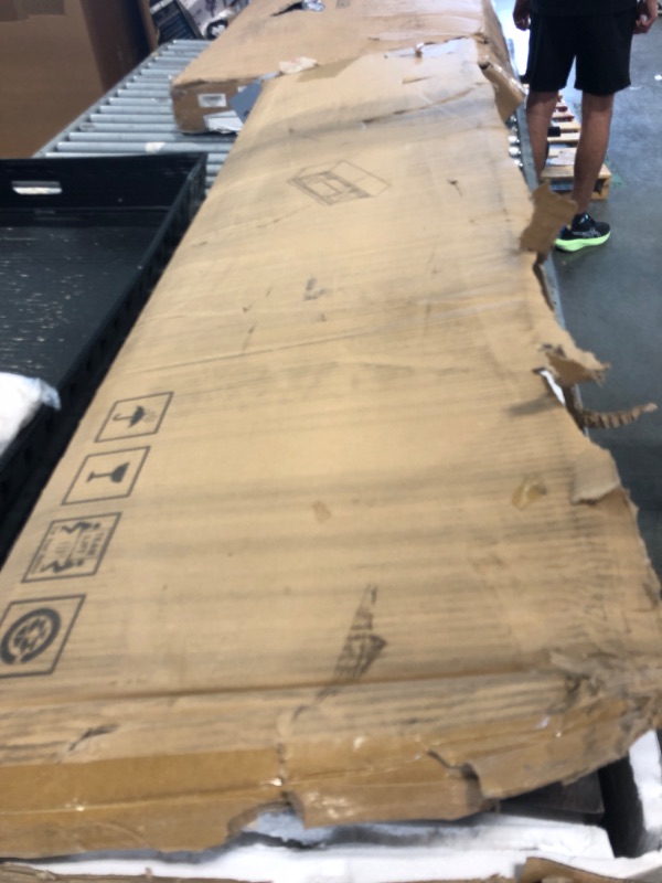 Photo 1 of ***SPLIT WOOD PIECE***GAOMON Farmhouse 59" TV Stand Up to 65 Inches, Mid Century Modern TV Entertainment Center with Storage Cabinets & Open Shelves, Wood TV Cabinet for Living Room, Brown