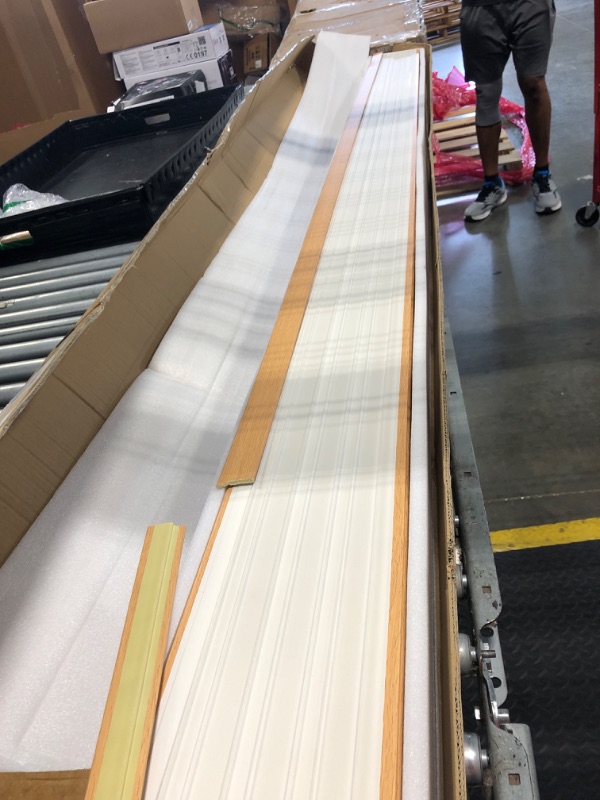 Photo 1 of **CRACKED WOOD PIECE****Art3d 8-Pack 96 x 6in. WPC Acoustic Slat Wall Panel for Modern Interior Decor, TV Background, Living Room, Oak