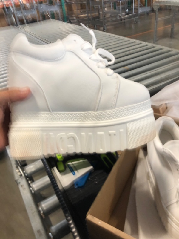 Photo 1 of **pink stains***Women Fashion Platform Sneakers Wide Width High Hidden Heel Wedge Walking Shoes (6.5, Without Flower White)