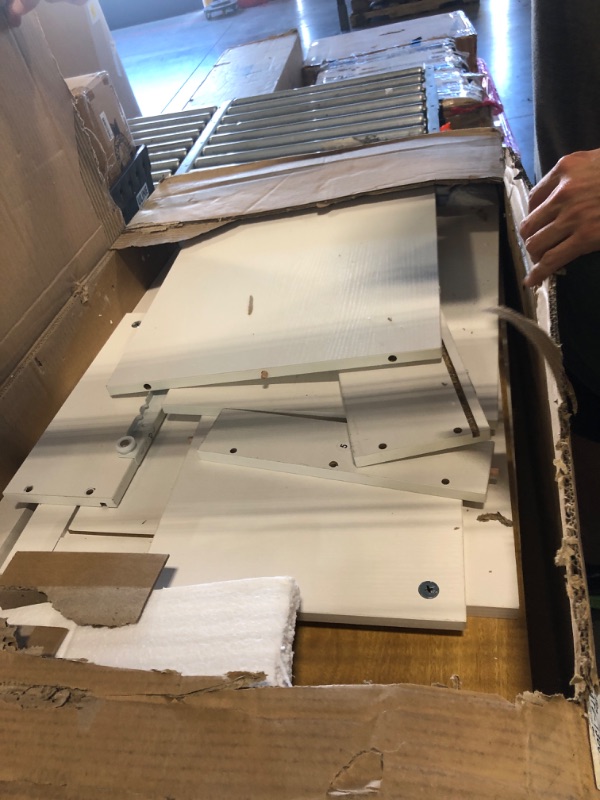 Photo 1 of **MISSING SCREWS*****DWVO Rolling Kitchen Island Cart, Tilt-Out Trash Can Cabinet, Kitchen Trash Recycling Cabinet Fits 10 Gallon Garbage Bin, 30" Portable Mobile Storage Islands with Drawers & Shelves, White