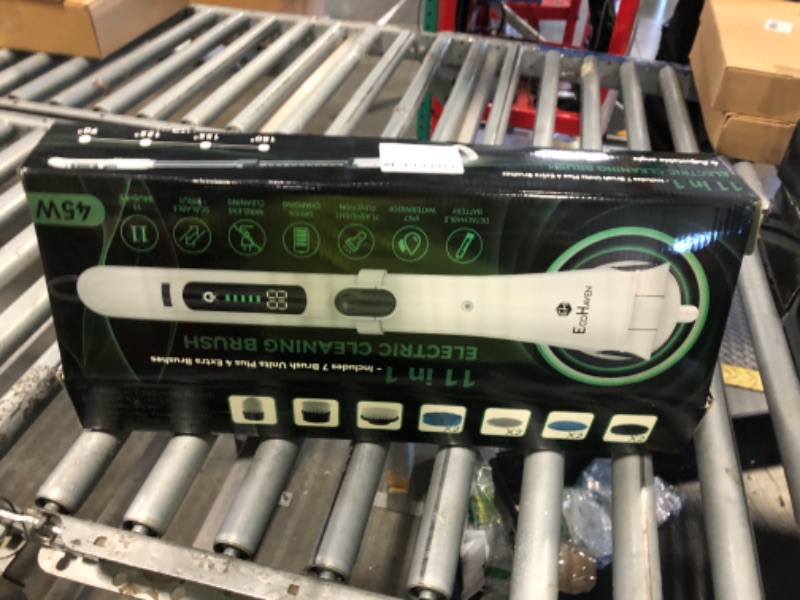 Photo 1 of **MISSING AN ITEM****Electric Spin Scrubber for Bathroom – Cordless Shower Scrubber with 3 Adjustable Speeds, Long Handle, 11 Replaceable Brush Heads – Tile, Grout, Tub & Floor Cleaner