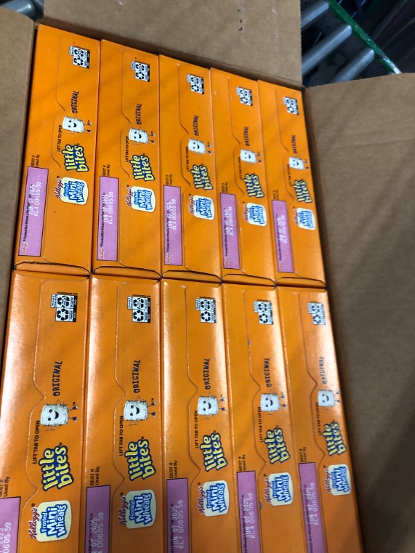 Photo 1 of ***EXP JULY 07/2025***202025**Kellogg's Frosted Mini-Wheats Little Bites Breakfast Cereal, Kids Cereal, Family Breakfast, Original (10 Boxes)