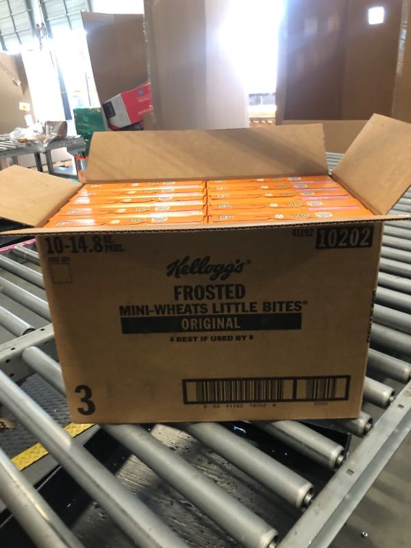 Photo 1 of ***EXP JULY/07/2025****Kellogg's Frosted Mini-Wheats Little Bites Breakfast Cereal, Kids Cereal, Family Breakfast, Original (10 Boxes)