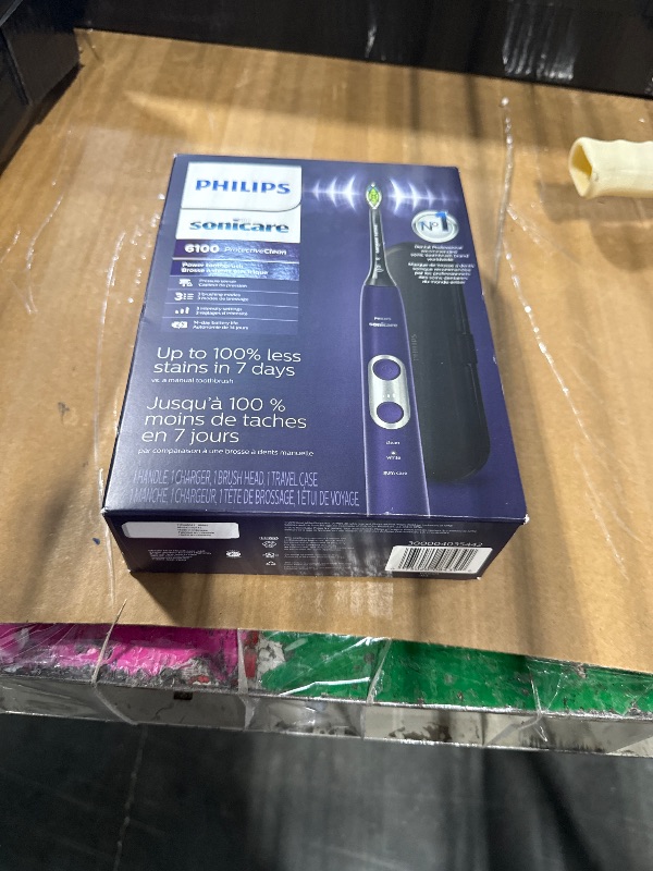 Photo 1 of ***DIRTY*** Philips Sonicare ProtectiveClean 6100 Rechargeable Electric Toothbrush, with Pressure Sensor, 3 Cleaning Modes, SmarTimer and QuadPacer, 14-Day Battery Life, Travel Case, Deep Purple, Model HX6471/03..