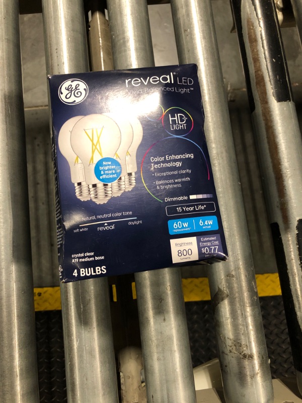 Photo 1 of ***MISSING 2 BULBS*****GE Reveal HD+ LED 60 Watt Replacement, Reveal, A19 General Purpose Bulbs (4 Pack)