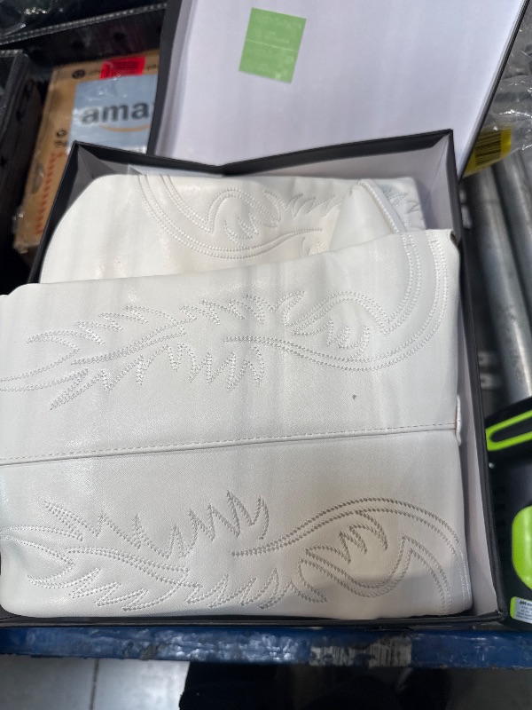 Photo 1 of ***NOT NEW****ISNOM White Cowgirl Boots for Womens White Cowboy Boots Knee High Western High Heel Wide Calf Cowboy Boot Womens Cowboy Tall Boot