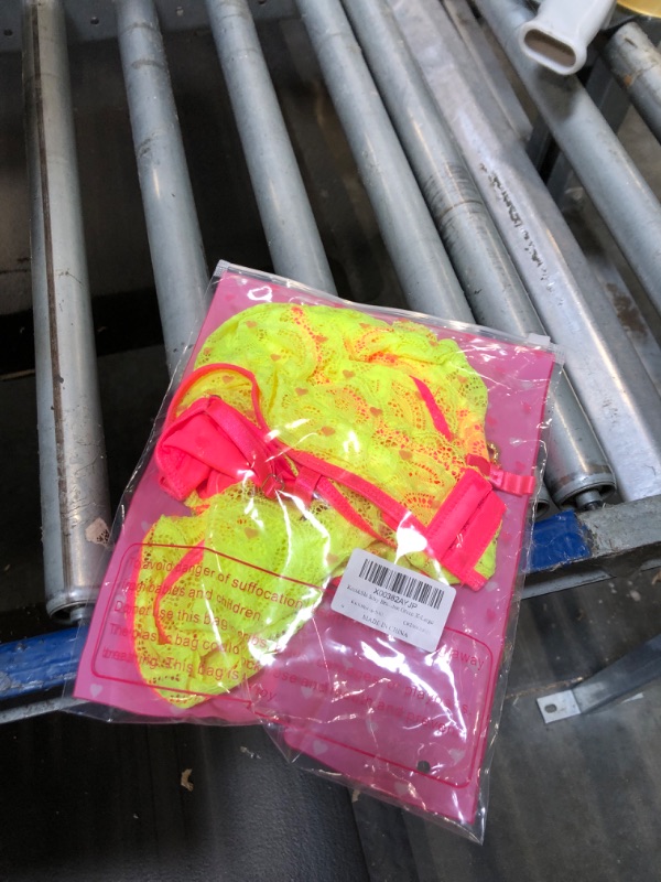 Photo 1 of Kaei&Shi Sexy Bra And Panty Sets,Underwire Floral Lace Lingerie For Women, Sheer Scalloped Neon Matching Two Piece Lingerie Set Boudoir Neon Green X-Large