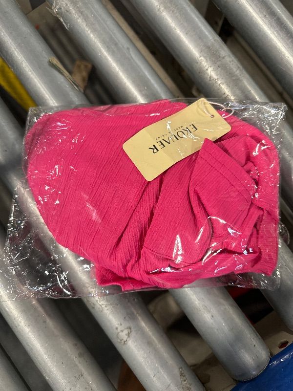 Photo 1 of **MISSING BOTTOMS** Ekouaer Womens Pajama Set Cap Sleeve Tops and Ruffle Shorts Lounge Set 2 Piece Pj Sets Casual Sleepwear with Pockets Hot Pink