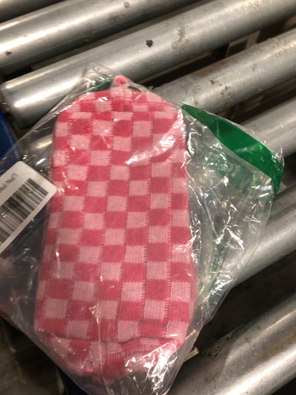 Photo 1 of * ONLY PINK * PAZIMIIK Checkered Makeup Bag for Purse Portable Zipper Make Up Pouch Small Cosmetic Case for Travel Accessories (2PCS Blue Hotpink)