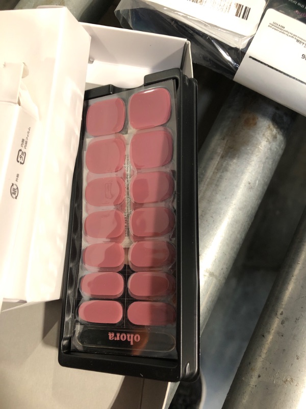 Photo 1 of ** MISSING GEL ** ohora Semi-Cured Gel Nail Strips Value Set (N Bare Plum Starter Kit) Includes Full Size Lamp and Mini Remover, Salon-Quality, Long Lasting, Easy to Apply & Remove