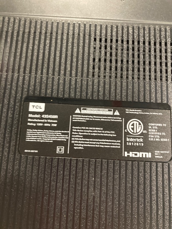 Photo 1 of ** DAMAGE MINOR FUNCTIONAL CHECK PHOTO** TCL 43-Inch Class S4 4K LED Smart TV with Roku TV (43S450R, 2023 Model), Dolby Vision, HDR, Dolby Atmos, Works with Alexa, Google Assistant and Apple HomeKit Compatibility, Streaming UHD Television