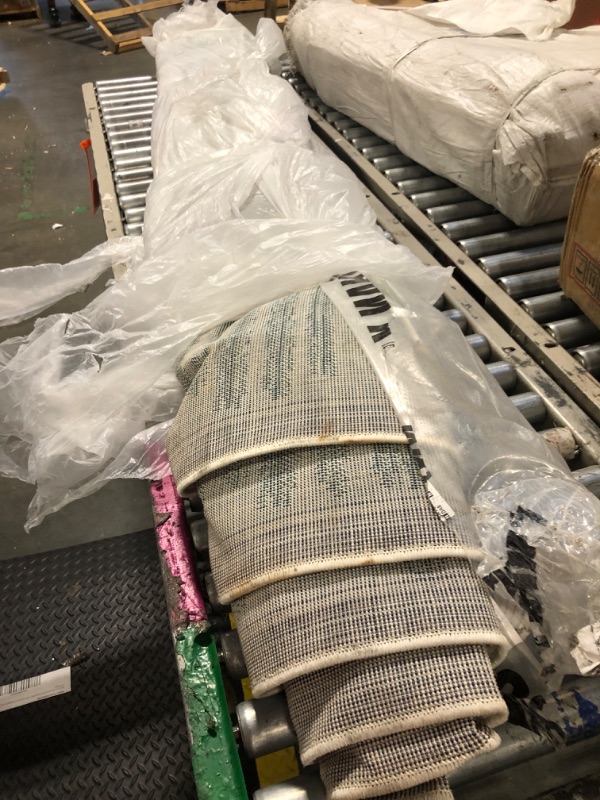 Photo 1 of  *** VERY USED *** 
JONATHAN Y Khalil Modern Berber Stripe Cream/Turquoise Indoor Area Rug, 8x10, Contemporary, Bohemian, Easy-Cleaning for Living Room, Bedroom, Kitchen, Pet Friendly, Non-Shedding (MOH207B-8)