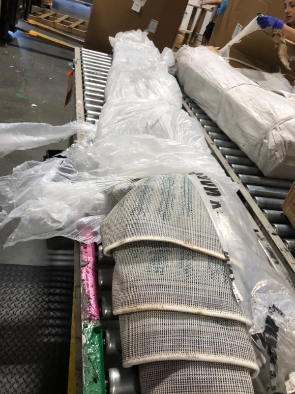 Photo 1 of  *** VERY USED *** 
JONATHAN Y Khalil Modern Berber Stripe Cream/Turquoise Indoor Area Rug, 8x10, Contemporary, Bohemian, Easy-Cleaning for Living Room, Bedroom, Kitchen, Pet Friendly, Non-Shedding (MOH207B-8)