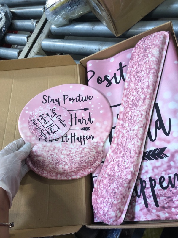 Photo 1 of Rest Keyboard Pink Mouse Pad Set with Wrist Rest Ergonomic Wrist Pad Memory Foam Non-Slip Base Cute Gradient Wrist Support for Computer Laptop Gaming Home Office Relief Typing Pain ** SIMILAR **