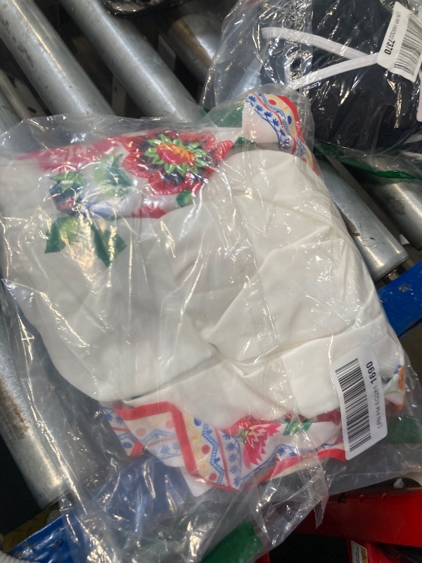 Photo 1 of ***HAS MAKEUP STAIN ON THE NECKLINE** ACOSAP Women's Mexican Dress Summer Floral Print Off The Shoulder Sleeveless Beach Long Maxi Dress Large