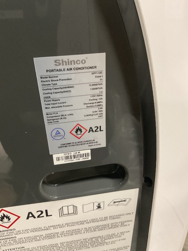 Photo 1 of **Missing control ** Shinco 12,000 BTU Portable Air Conditioner, Portable AC Unit with Built-in Cool, Dehumidifier&Fan Modes for Room up to 400 sq.ft, with Remote Control, 24 Hour Timer, Installation Kit