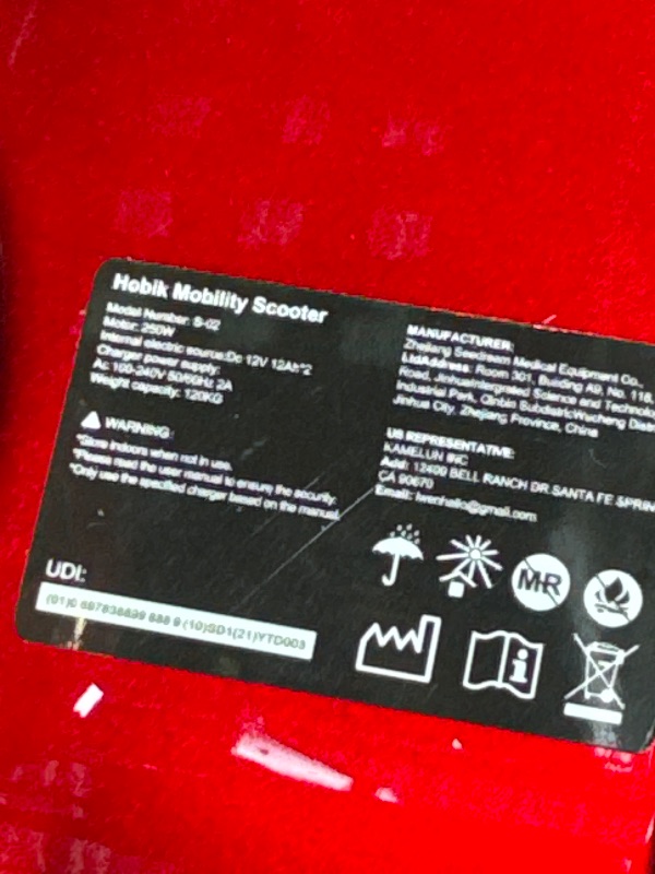 Photo 1 of ** Missing battery and key** HOBIK Electric Mobility Scooter for Adults and Seniors,24V/12A Battery Long Rang 4.9MPH Foldable 4 Wheels Wheelchair,265 LBS Weight Capacity Commuter Scooter,with LED Headlights and Basket