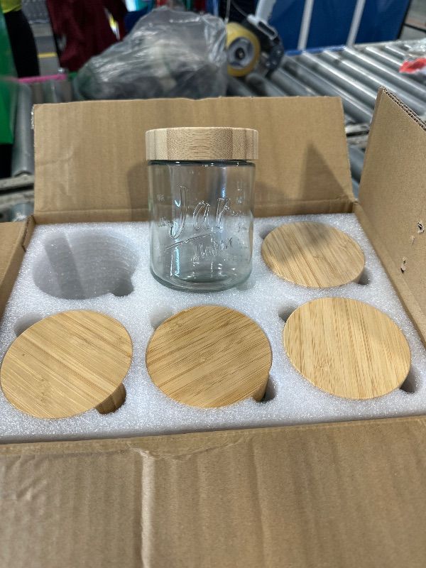 Photo 1 of **MISSING 1 JAR AND THE OTHERS NEED TO BE CLEANED** Xyptorix 6-Pack Overnight Oats Containers with Bamboo Lids, 16oz Airtight Glass Meal Prep Jars for Oatmeal, Yogurt, Parfaits, Chia Pudding, Leakproof Mason Jars for Overnight Oats & Food Storage