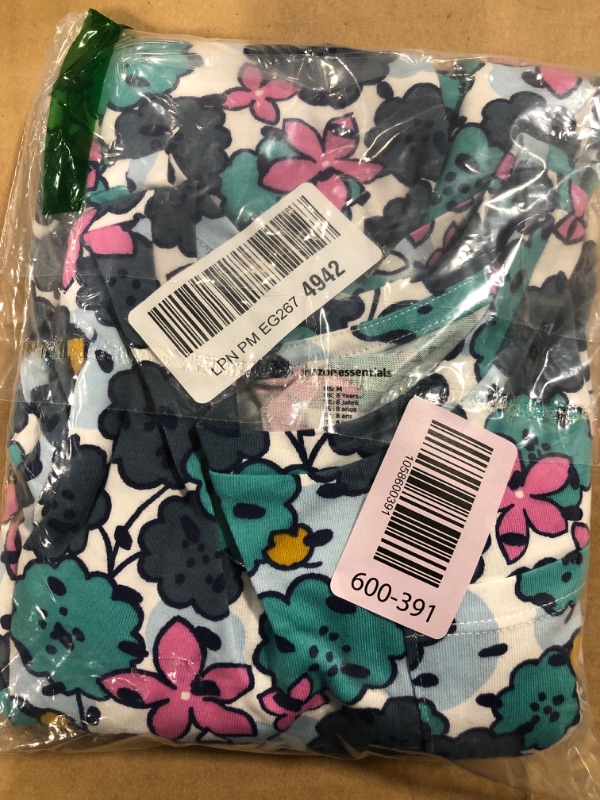 Photo 1 of *****ONE DRESS****Amazon Essentials Girls' Long-Sleeve Elastic Waist T-Shirt Dress, Blue Floral/Navy, Medium