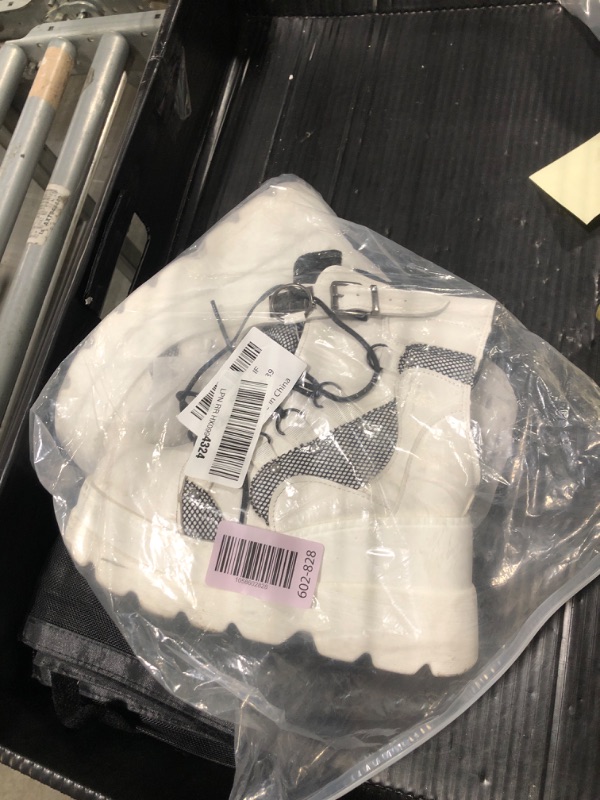 Photo 1 of *****A LITTLE SCUFFED AND DIRTY****Tscoyuki Platform Ankle Boots for Women Chunky High Heel Booties Goth Round Toe Combat Boots Women Lace Up Motorcycle Wedges