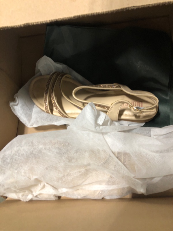 Photo 1 of ***HAVE BEEN WORN ARE DIRTY***IDIFU Nude Rhinestone Strappy Sandals for Women Dressy Summer Glitter Flat Sandals Open Toe Slingback Ankle Strap Sandals Prom Bridesmaid Cute Casual Fashion Shiny Dress Sandals(Nude Rhinestone, 7)