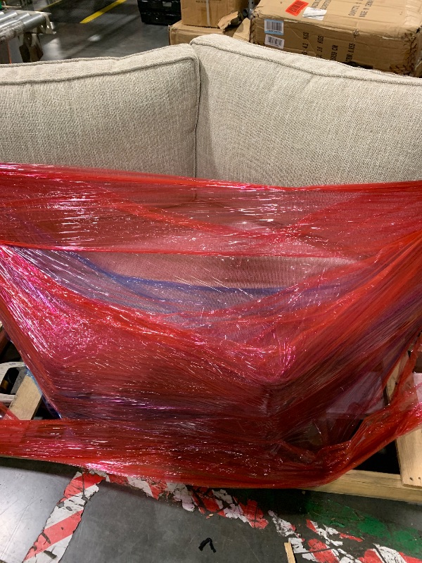 Photo 1 of ***similar item, smaller measurment**Benjara BM315913 Mita  Outdoor Loveseat, 2 Pillows, Curved Cushions Resin Wicker, Gray, Beige 