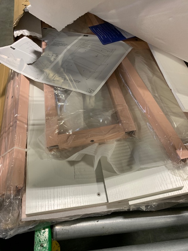 Photo 1 of **box was open**Aquzee Pink Desk with Hutch for Girls, 47in Computer Desk with Bookshelf for Teens Adults, Craft Table for Bedroom Kids Room, White Pink Study Table with Shelves for Storage