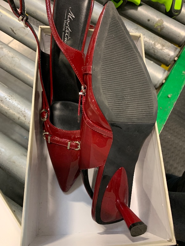 Photo 1 of **gently used**Mostrin Red Slingback Kitten Heels Pointed Toe Pumps Patent Leather Low Heel Dress Shoes for Dating Party Working Size 10
