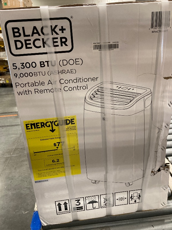 Photo 1 of **factory sealed box**BLACK+DECKER Portable Air Conditioner, 9,000 BTU (5,300 BTU SACC) for Rooms up to 400 Sq. Ft., Portable AC with Follow Me Remote Control and Window Kit, BPACT08WT, White