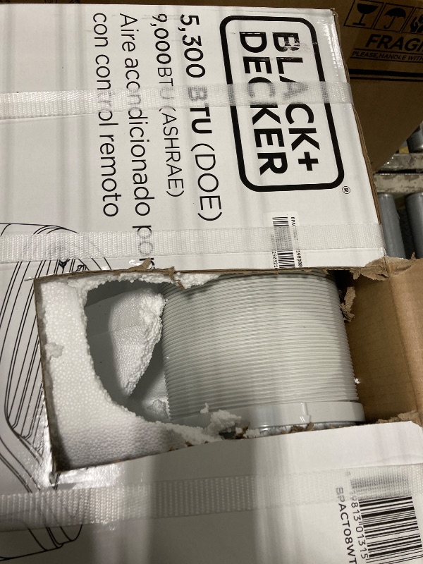 Photo 1 of **factory sealed box**BLACK+DECKER Portable Air Conditioner, 9,000 BTU (5,300 BTU SACC) for Rooms up to 400 Sq. Ft., Portable AC with Follow Me Remote Control and Window Kit, BPACT08WT, White