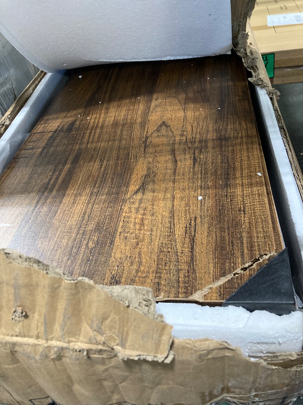 Photo 1 of **CORNER IS DAMAGED, SEE PICTURES**Tribesigns Large Bakers Rack, 55" Wide Kitchen Hutch Cabinet Microwave Stand with 11 Hooks, 5-Tier Baker’s Rack Kitchen Storage Shelf with Hutch, Rustic Brown