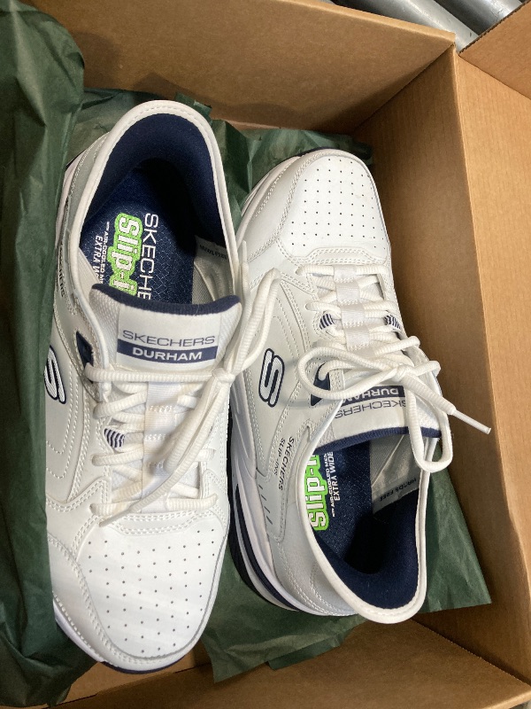 Photo 1 of **GENTLY USED**Skechers Men's Durham Hands Free Slip-in Sneaker, White, 11 X-Wide